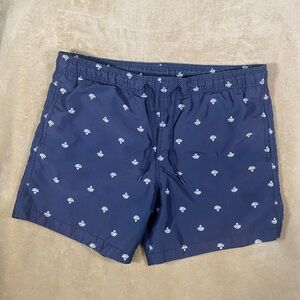 H&M Dark Blue Swim Trunks with White Pattern